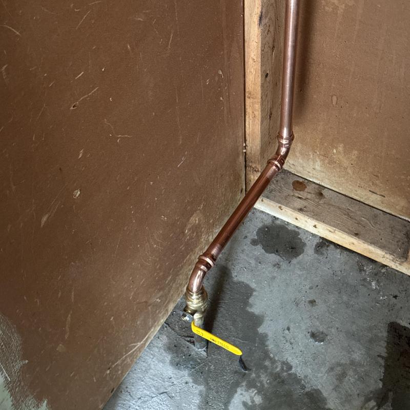 Copper plumbing with new ball valve shut off handle
