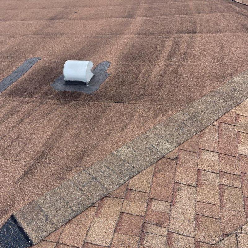 Granulated modified bitumen roof with vent flashing