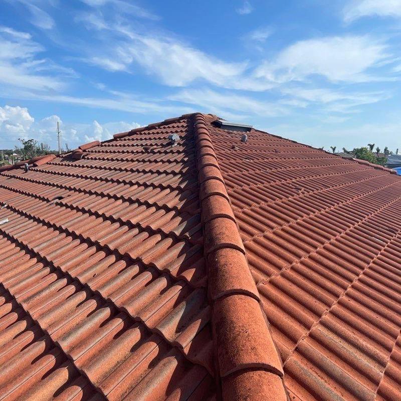 Concrete tile roof with aging underlayment in Cape Coral