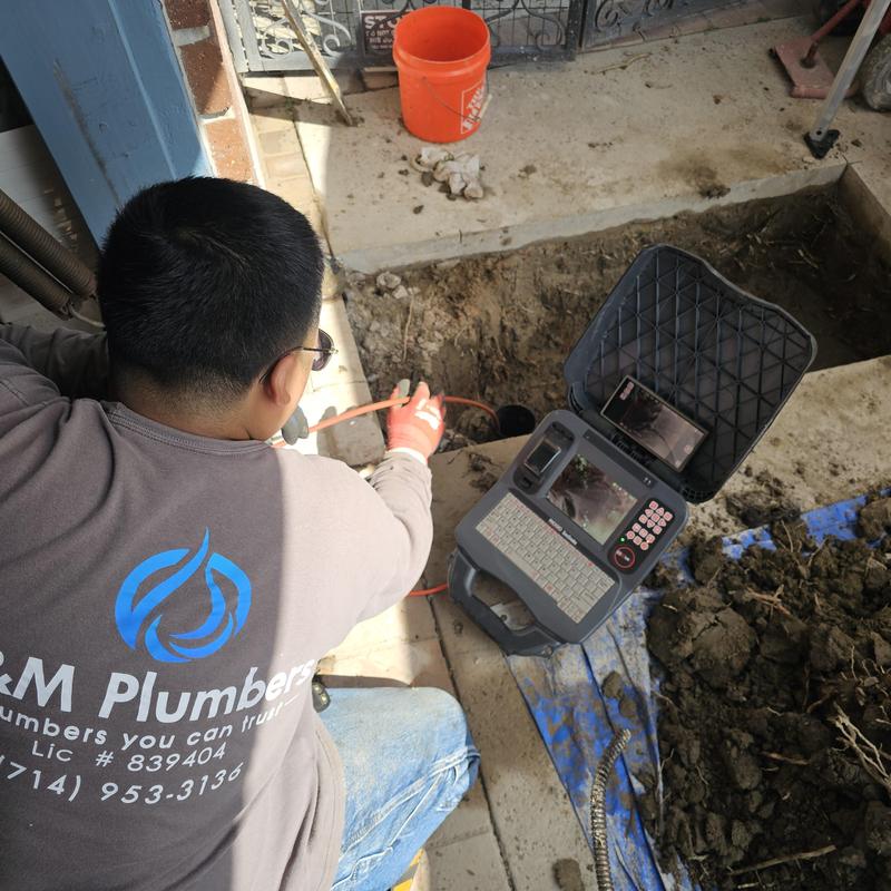 Sewer line inspection with Ridgid SeeSnake camera