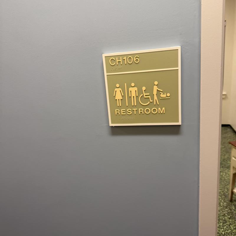 Restroom signage with accessibility and baby changing icons Restroom signage with accessibility and baby changing icons