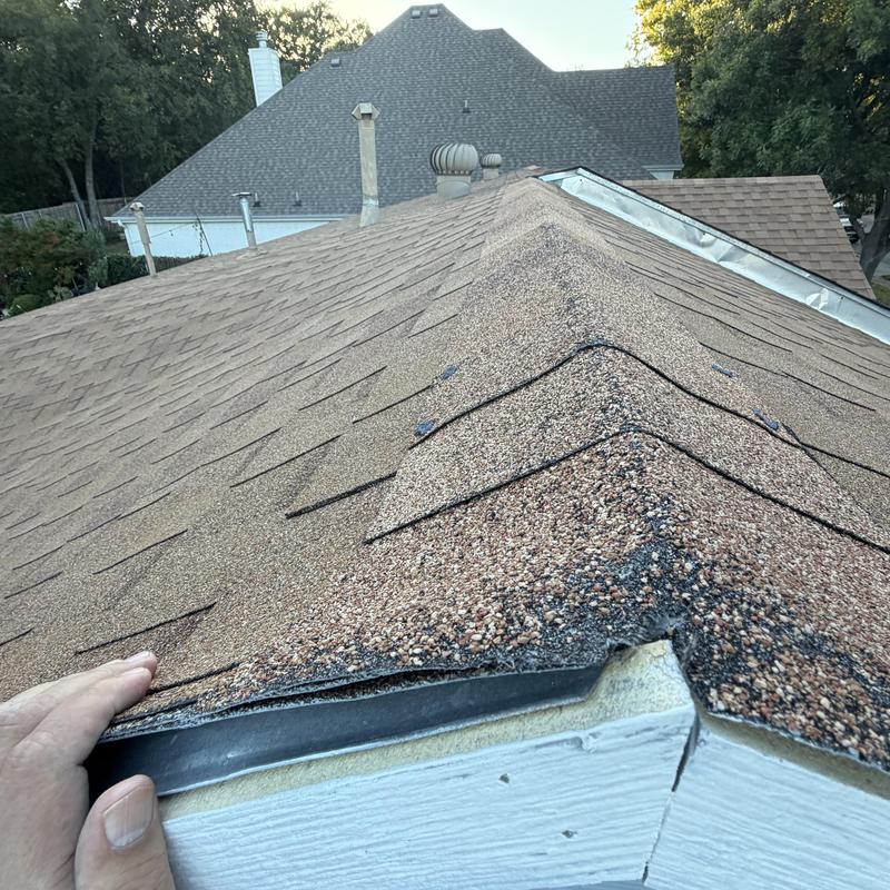 Asphalt shingle roof edge with lifted shingles