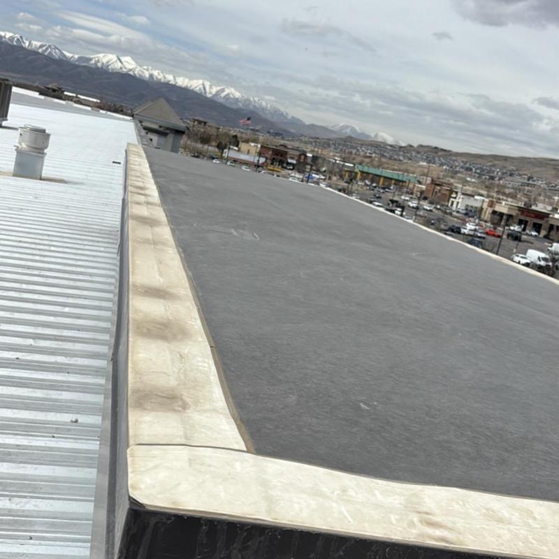 TPO metal roof with scenic mountain background