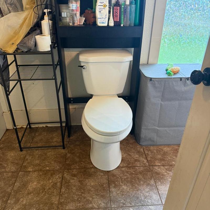 Toilet with new wax ring and bolts reset