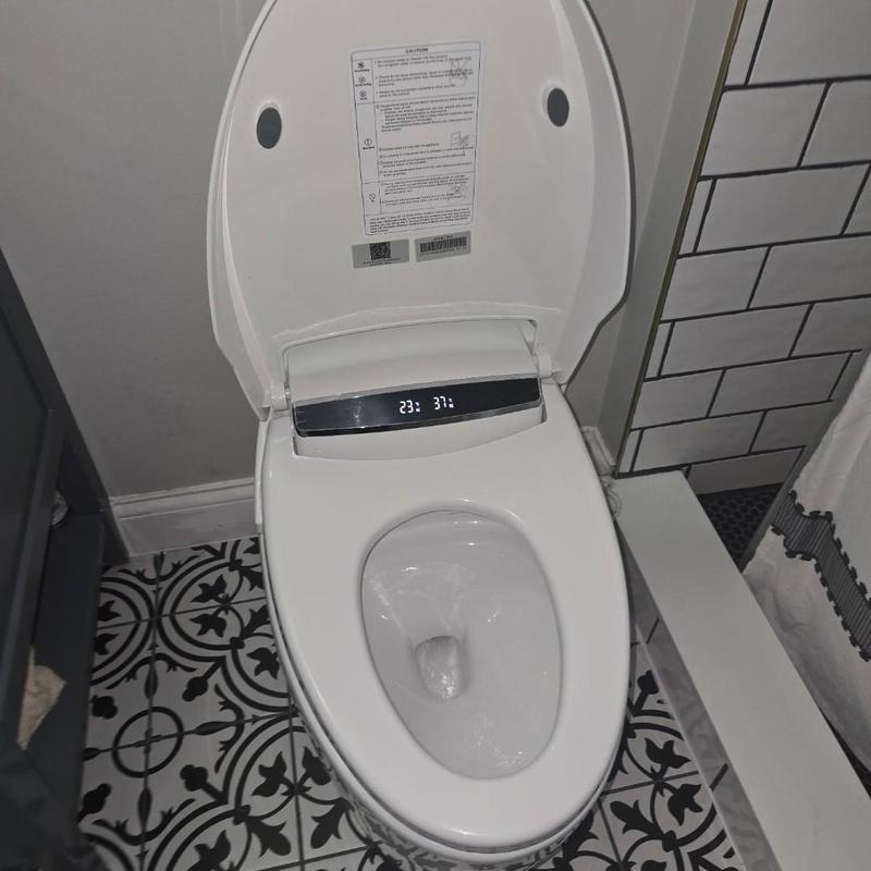 Smart toilet flushing system with control panel on lid