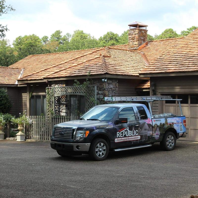 Hand split cedar shake roof with copper flashing