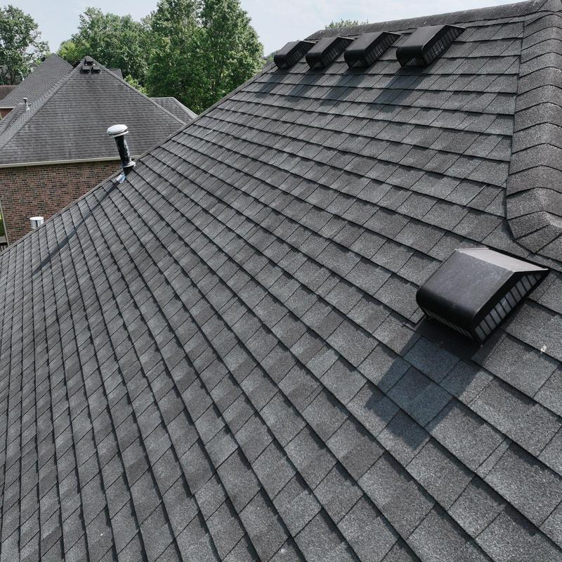 Asphalt shingle roof with ventilation and weather exposure