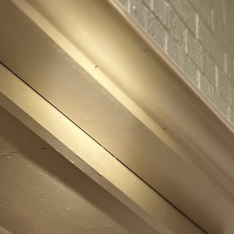 Gutter system with minor rust and debris buildup