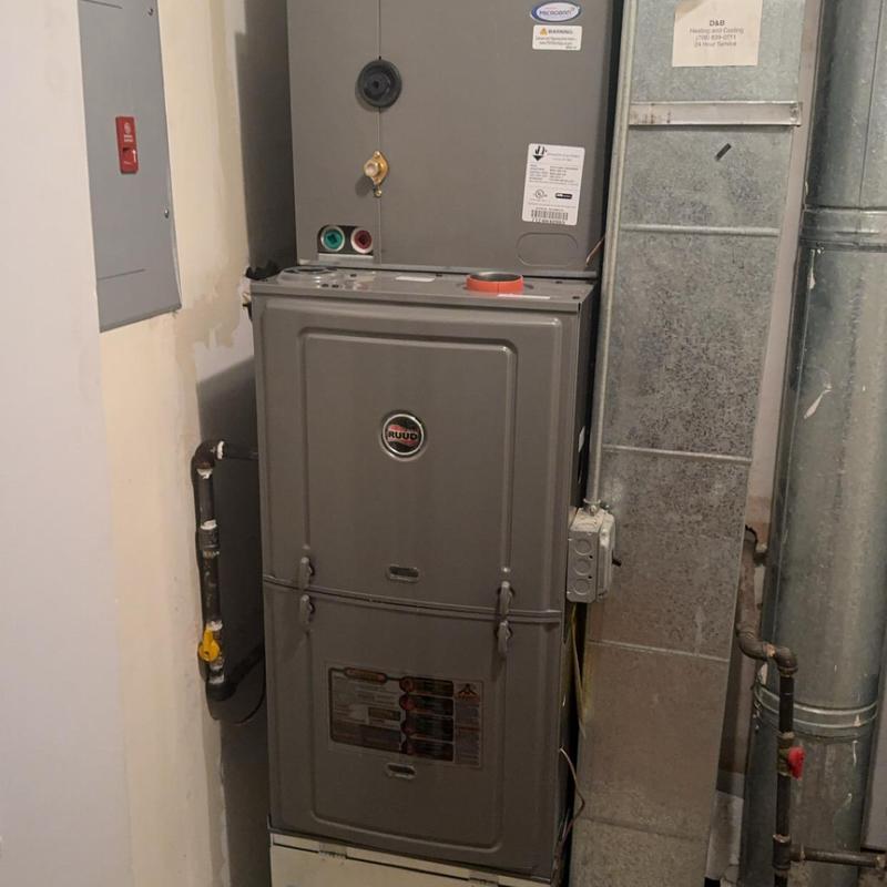 Ruud gas furnace and A-coil system installation