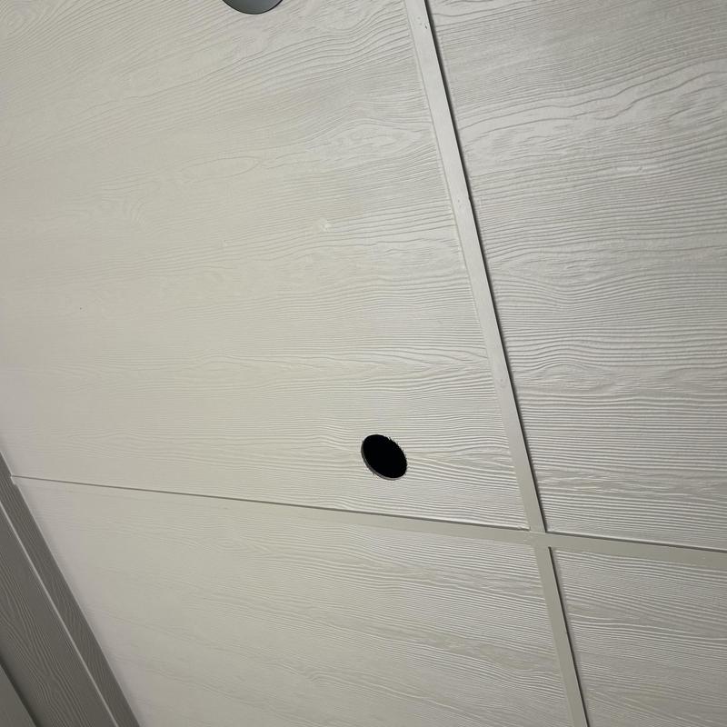 Ceiling fan remodel box hole in ceiling panel