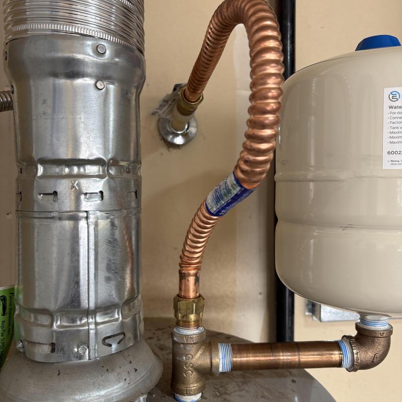 Expansion tank and copper piping installation detail Expansion tank and copper piping installation detail