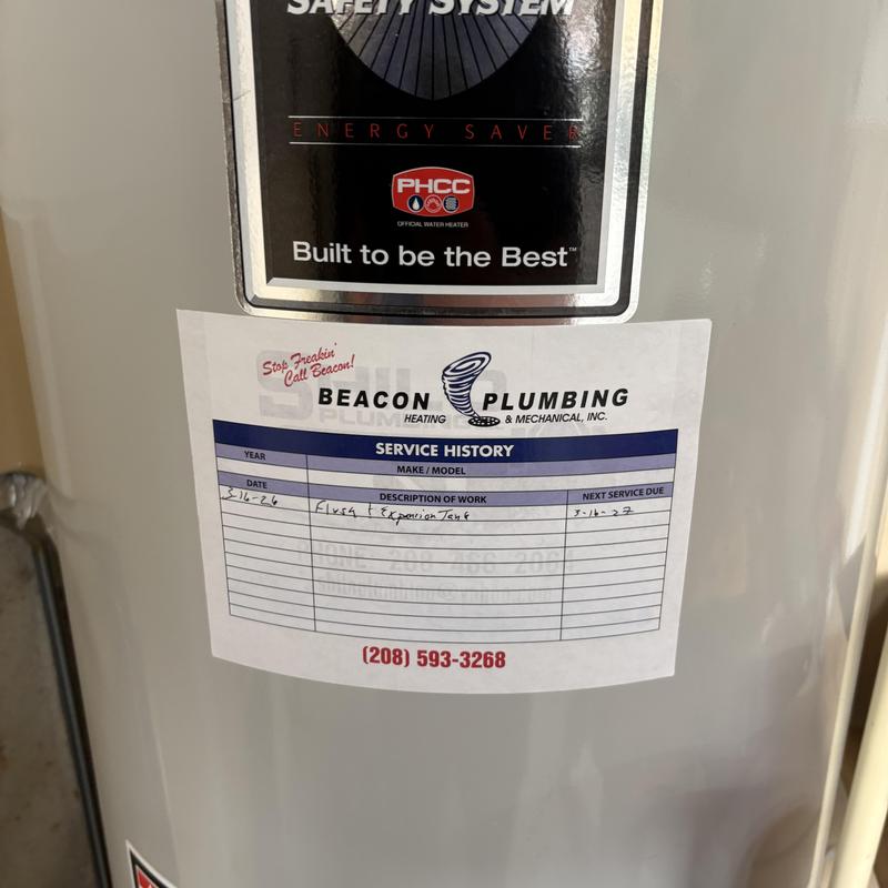 Water heater service history and inspection sticker Water heater service history and inspection sticker