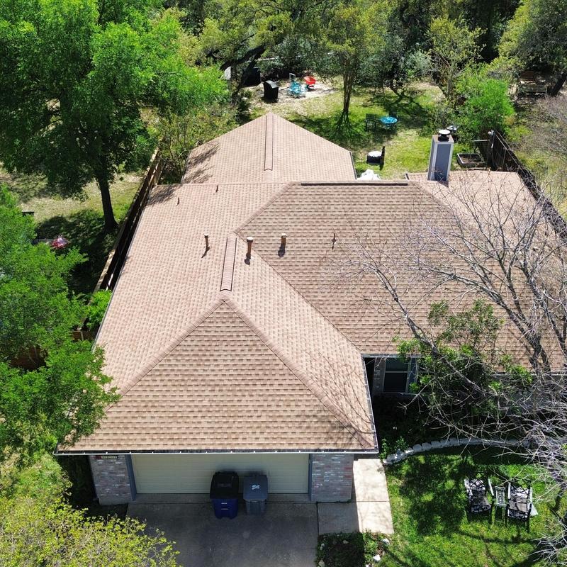 GAF 30-year shakewood roof with ridge vents and gutters GAF 30-year shakewood roof with ridge vents and gutters
