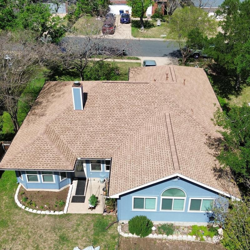 GAF Shakewood roof with ridge vents and gutters GAF Shakewood roof with ridge vents and gutters