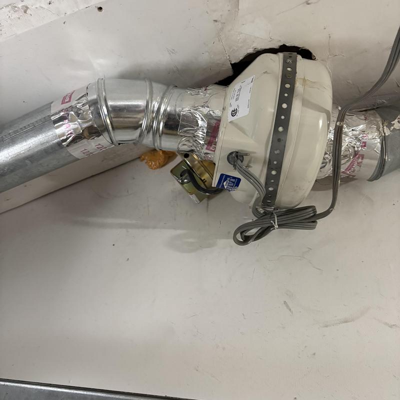 Dryer vent blower with new duct piping installation