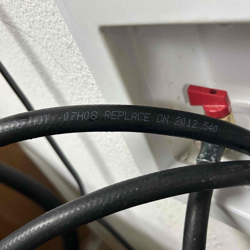 Washing machine supply lines near shutoff valve