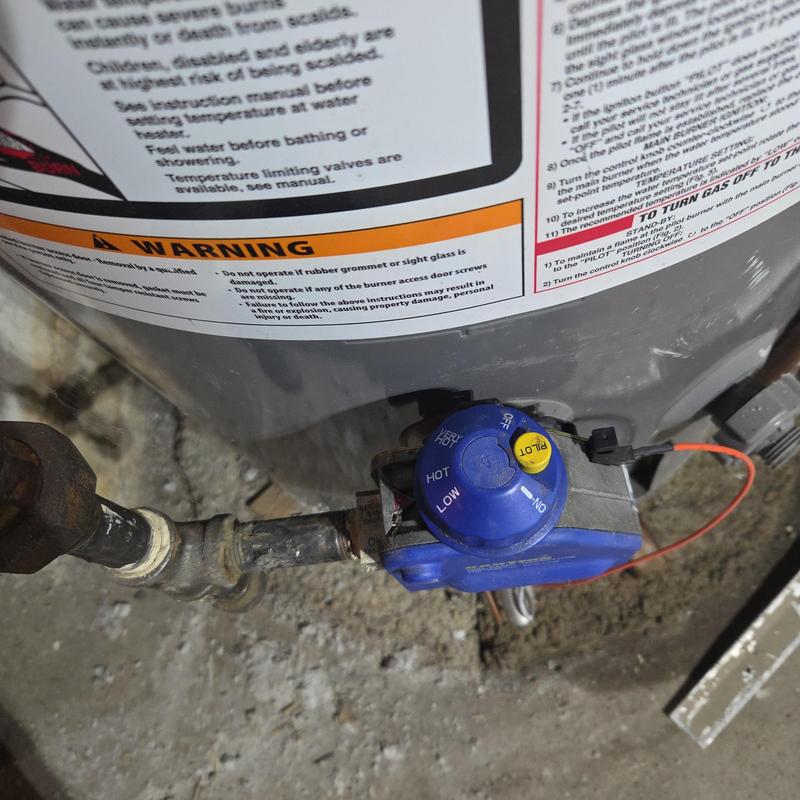 Gas water heater valve with control dial and wiring