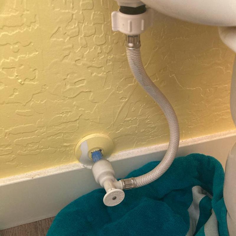 Bathroom angle stop valve with new water line installed Bathroom angle stop valve with new water line installed