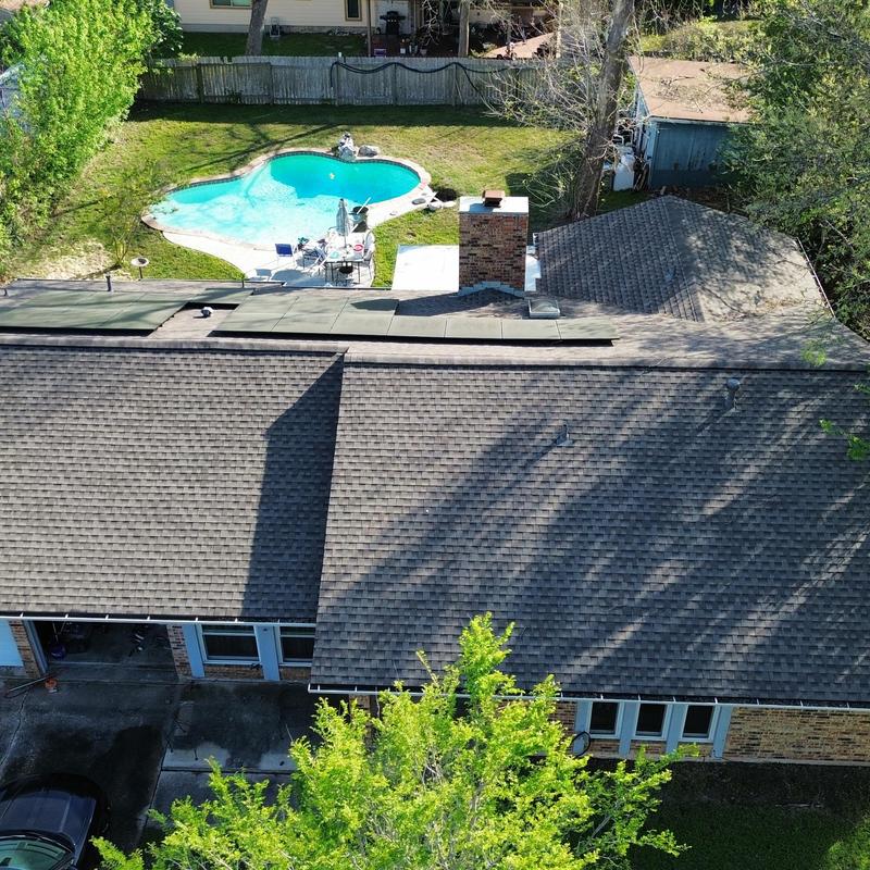 GAF Weatherwood Shingle Roof with New Gutters GAF Weatherwood Shingle Roof with New Gutters