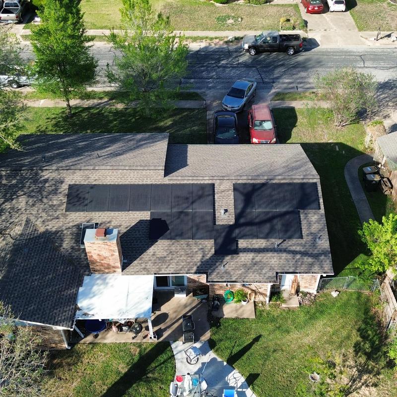 Solar panel roof installation with GAF Weatherwood shingles Solar panel roof installation with GAF Weatherwood shingles