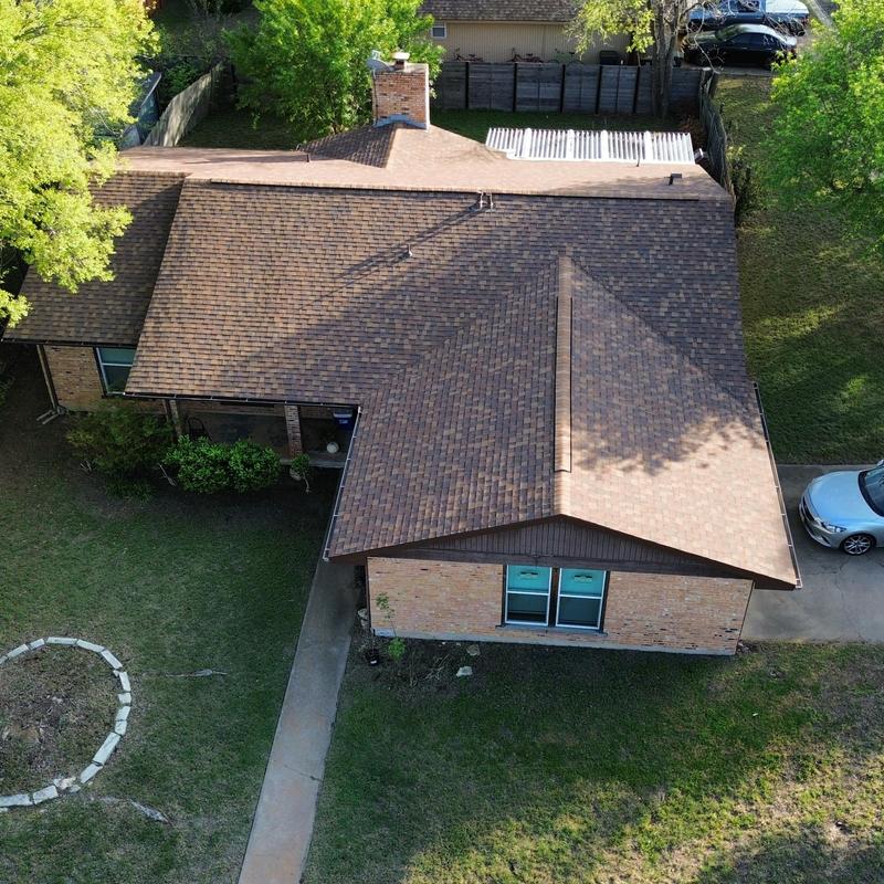 Owens Corning Driftwood roof with ridge vent and gutters Owens Corning Driftwood roof with ridge vent and gutters
