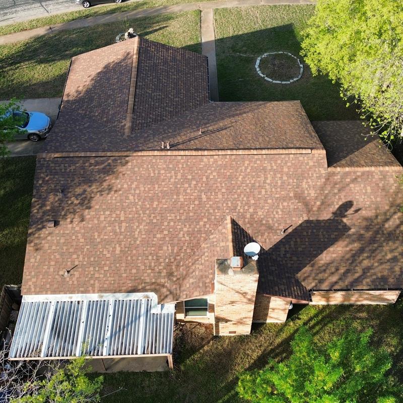 Owens Corning Driftwood roof with ridge vent and gutters Owens Corning Driftwood roof with ridge vent and gutters