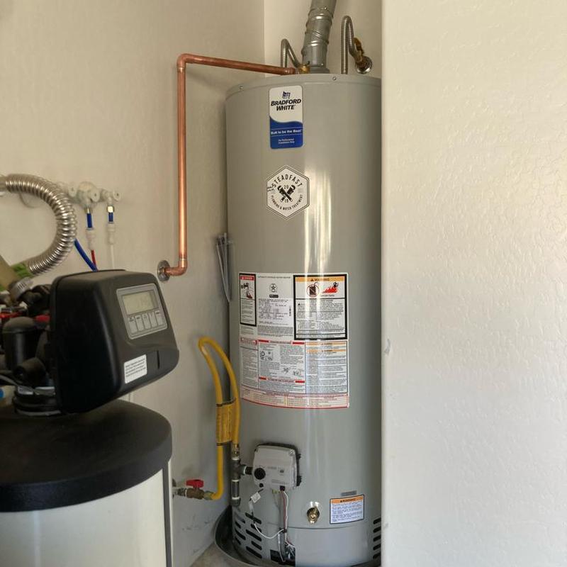 Bradford White gas water heater with copper piping