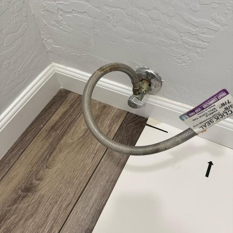 Flexible water supply line and angle stop valve installation Flexible water supply line and angle stop valve installation