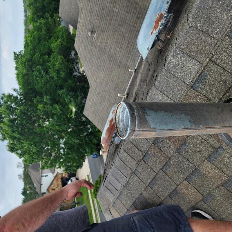 Roof vent pipe on 30-year OC driftwood shingles roof