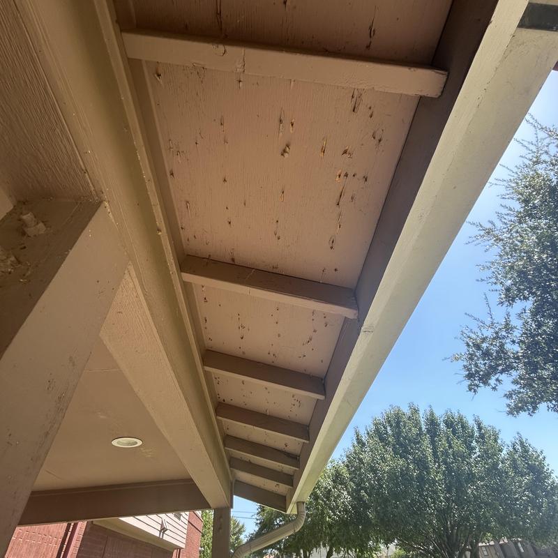 20 inch soffit with wood frame under roof eaves