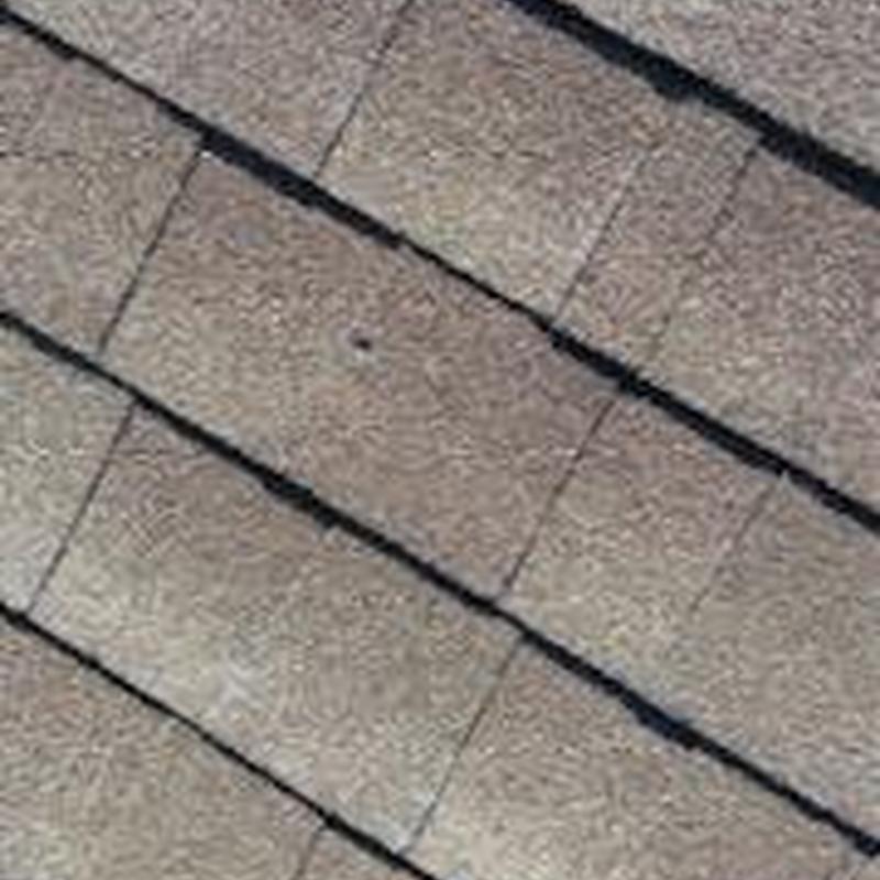 Asphalt roof shingles with hail damage spot in Terrell TX