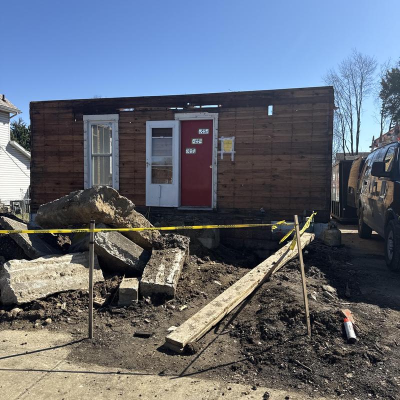 Siding removal and exterior wall prep on remodel site Siding removal and exterior wall prep on remodel site