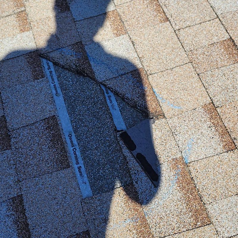 Shingle roof patch repair with Owens Corning shingles