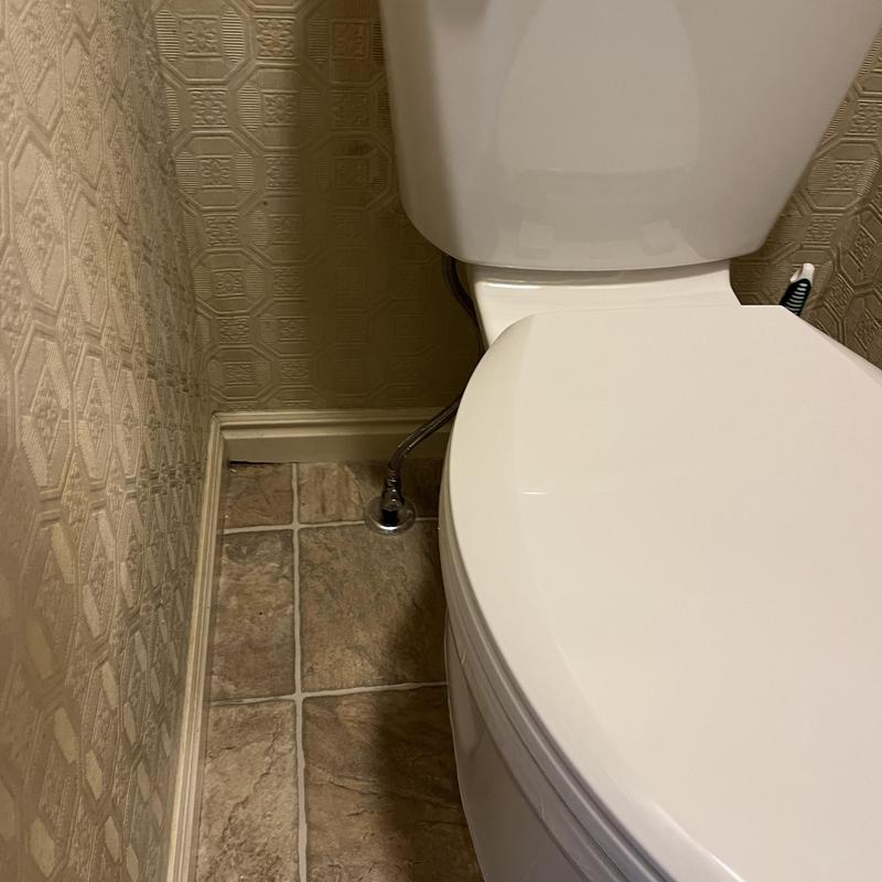 Comfort height elongated toilet with soft close seat installed Comfort height elongated toilet with soft close seat installed