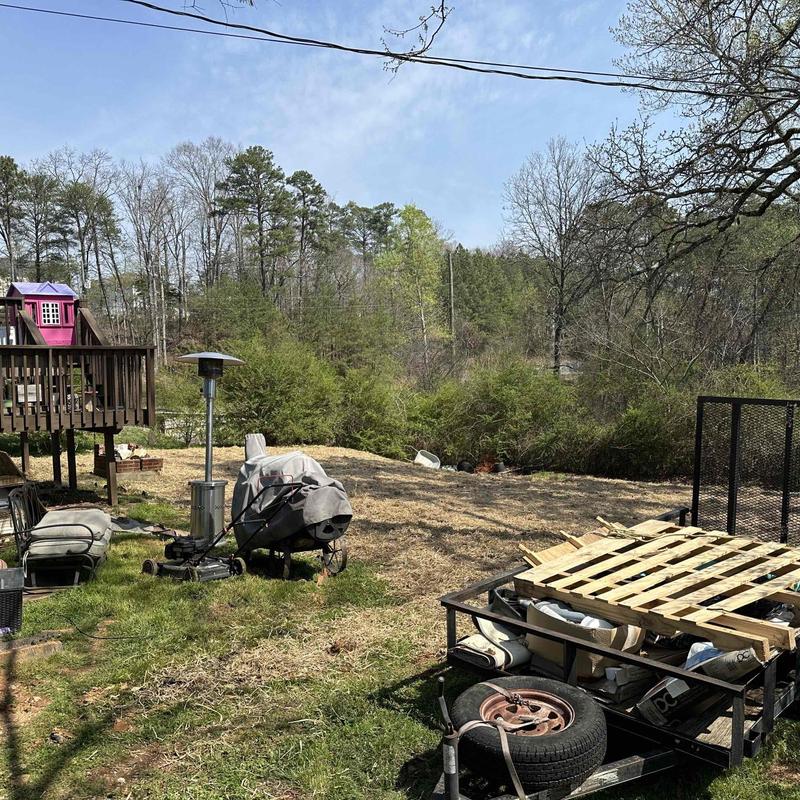Field lines installation in backyard with lawn equipment