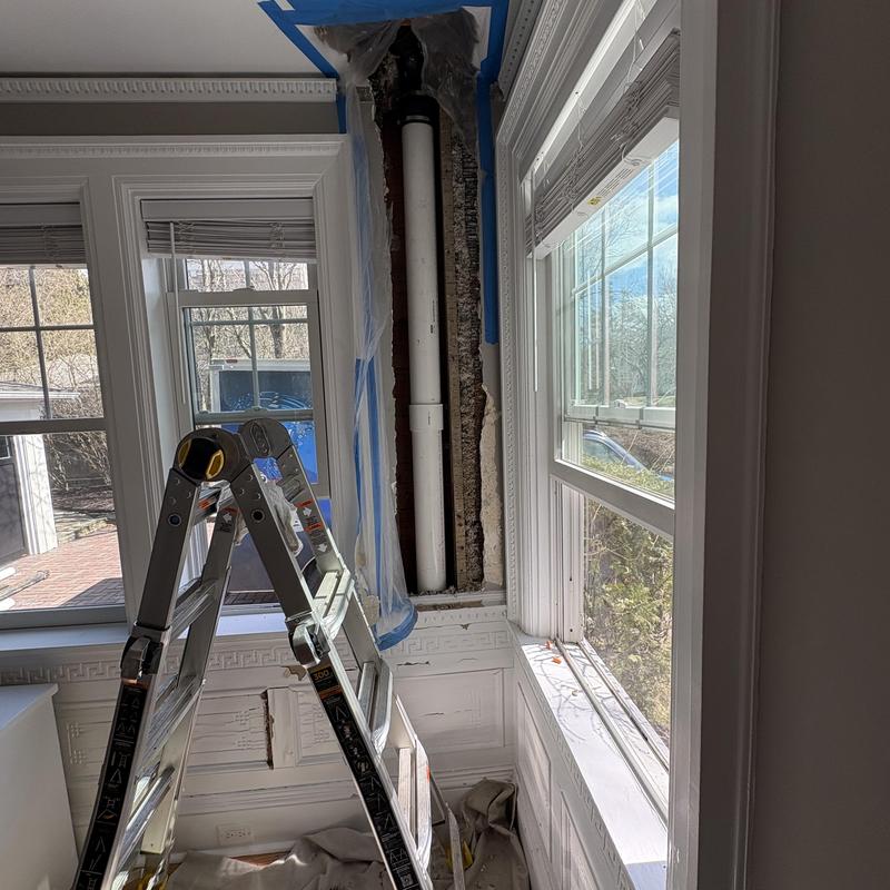 4-inch PVC pipe replacement behind historic Waynes coating