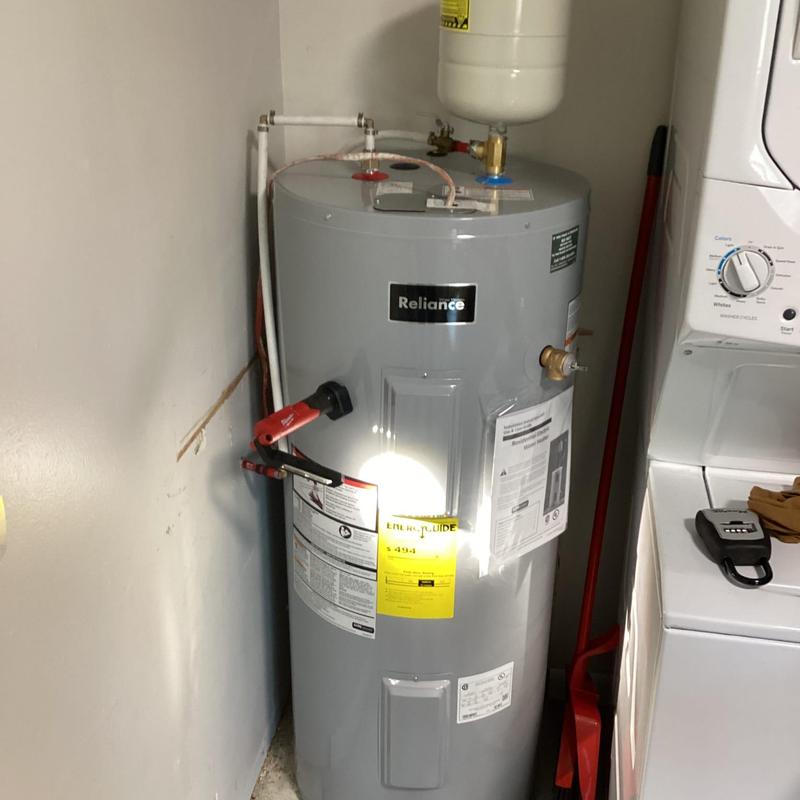 40-gallon water heater with ball valve and expansion tank