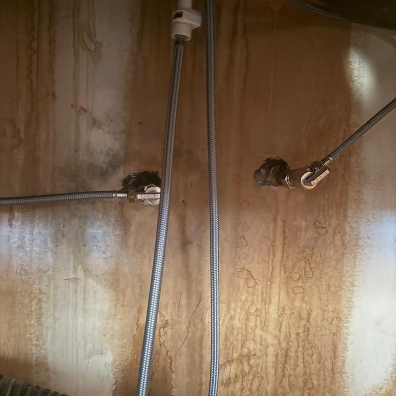 Kitchen faucet water supply shutoffs with braided hoses installation