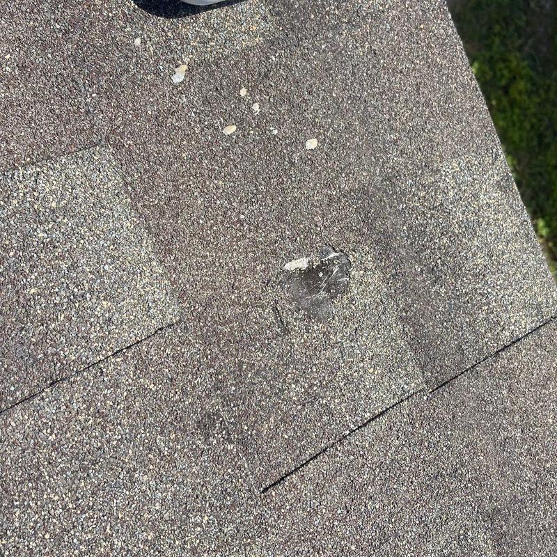 Shingle roof damaged by old pool solar system holes