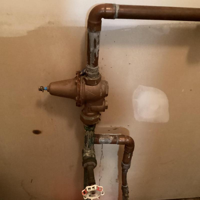 PRV valve with male adapter and copper pipe installation