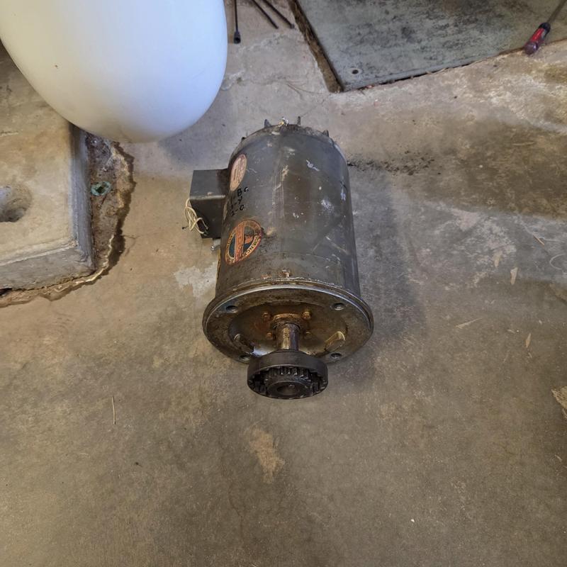 Cooling tower pump motor on concrete floor