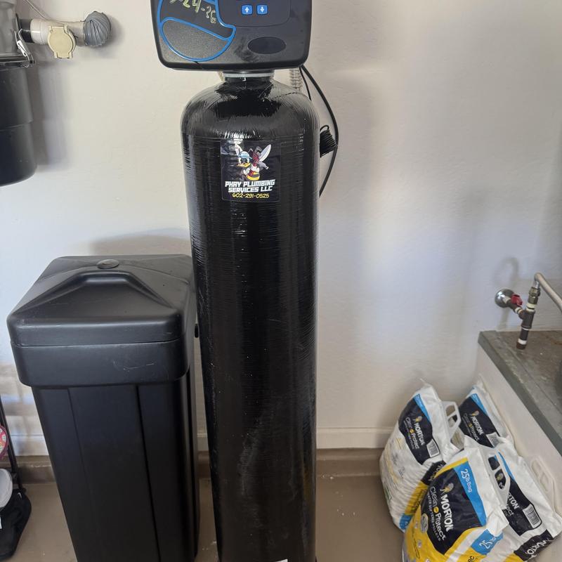 Water softener system with control valve installation