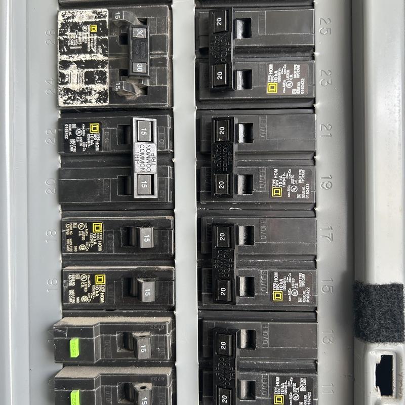Edison circuit breakers with new 2-pole common trip installed Edison circuit breakers with new 2-pole common trip installed
