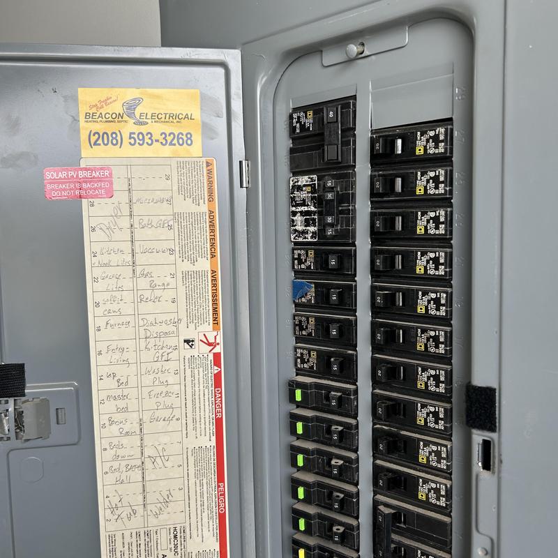 Electrical panel with new 2 pole common trip breakers Electrical panel with new 2 pole common trip breakers