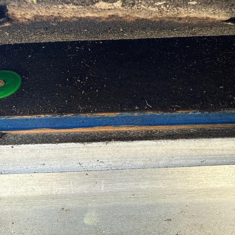 Window frame seal gap with weatherstripping removed