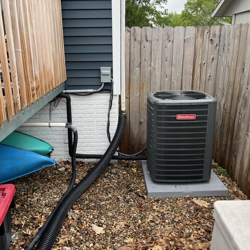Goodman AC unit installed outside Cedar Rapids home