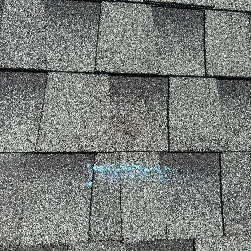 Architectural shingles with hail damage markings