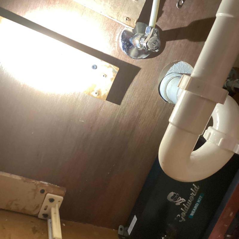 Shut off valve installation on plumbing pipe under sink