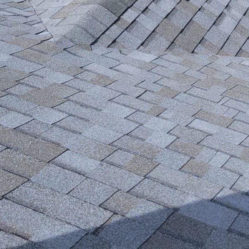 Hip cap and field shingles on shingle roof repair