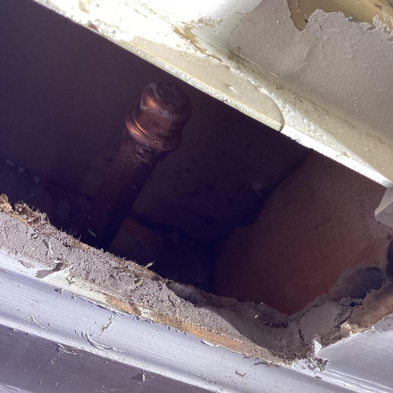 Ice maker copper line capped inside wall cavity